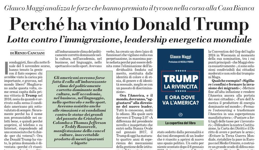 Maggi Trump su Italia Oggi 7.12.24_ immagineNews